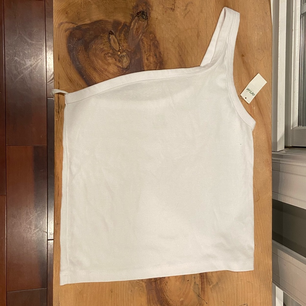 Aerie One Shoulder White Tank Top